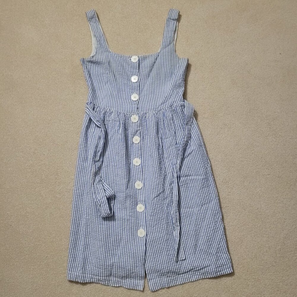 Mango Women's 100% Cotton Blue and White Striped Mini Dress, Size 2 / XS